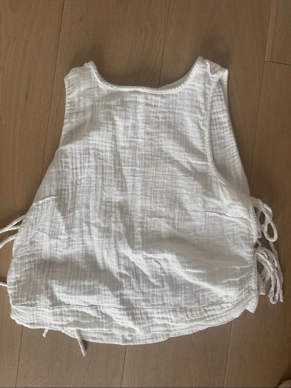 Mango White Gauze Side-Tie Tank Top